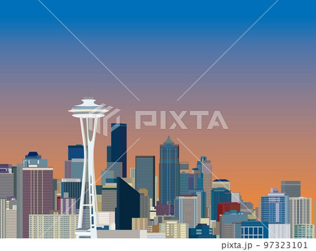 シアトル　seattle　スペースニードル　space　needle　夕景 97323101