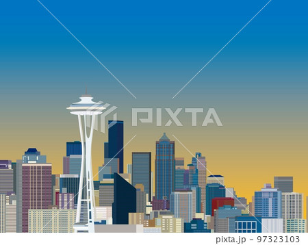 シアトル seattle スペースニードル space needle 夕景 シアトル seattle スペースニードル space needle 夕景 97323103