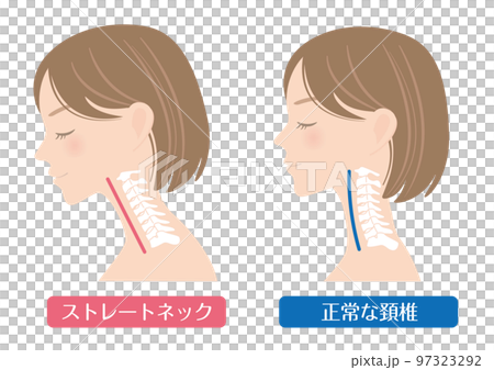 Woman's profile, straight neck, smartphone neck 97323292