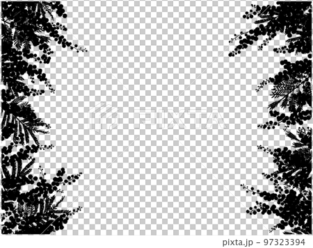 含羞草剪影框④（左右，黑色） 97323394