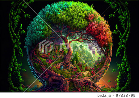 abstract tree of life and desires generating love on valentine's day abstract tree of life and desires generating love on valentine's day 97323799