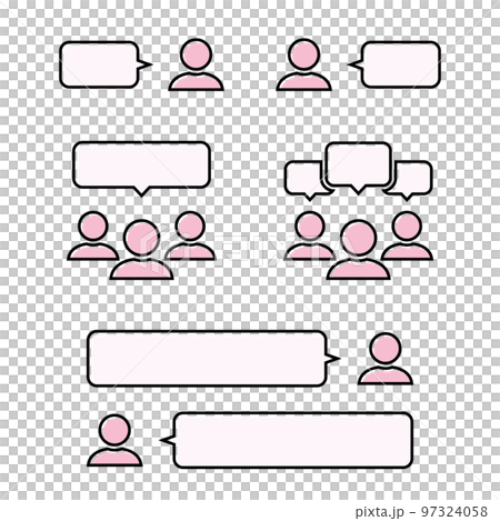 人物と吹き出しのシンプルアイコン　セット 97324058
