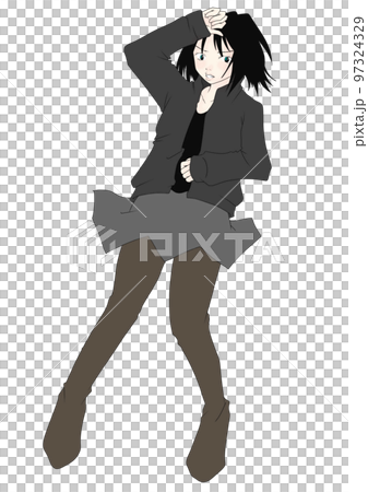 黒ジャケット少女のイラスト(3) 97324329