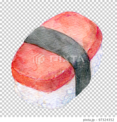 Spam rice ball spam sushi watercolor illustration 97324352
