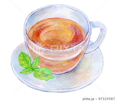 暖かい紅茶 水彩イラスト 暖かい紅茶 水彩イラスト 97324567