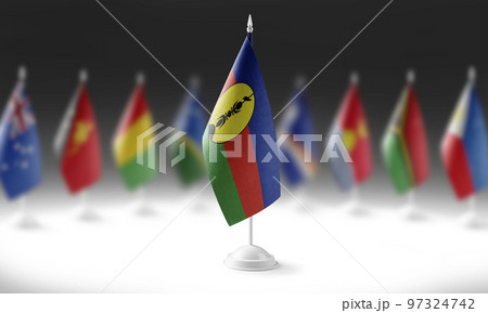 The national flag of the New Caledonia on the background of flags of other countries 97324742