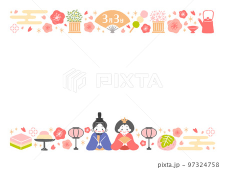 ひな祭りのイラストのフレーム 97324758