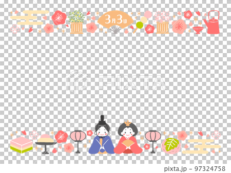 ひな祭りのイラストのフレーム 97324758