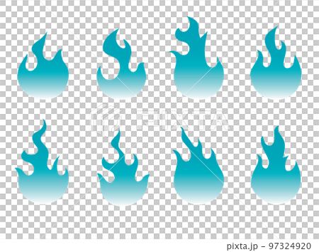 炎のアイコンセット　青・グラデーション 97324920