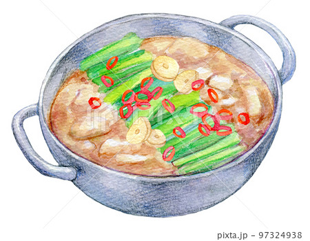 もつ鍋　水彩イラスト 97324938