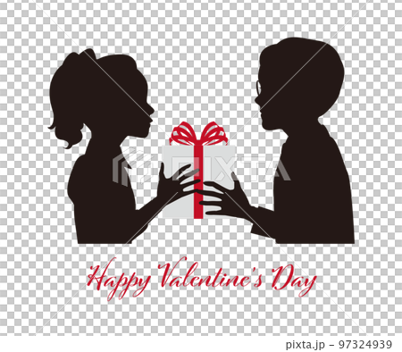 女孩和男孩剪影插畫素材矢量情人節生日 97324939