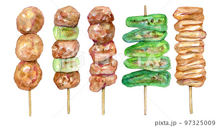 焼き鳥セット　水彩イラスト 97325009