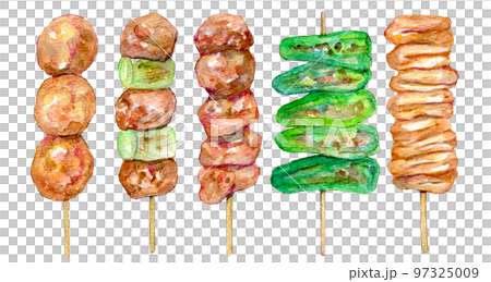 焼き鳥セット　水彩イラスト 97325009