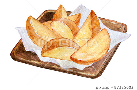 ポテトフライ　フライドポテト　水彩イラスト 97325602