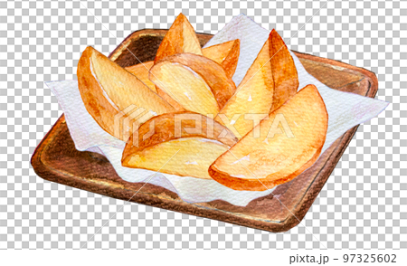 ポテトフライ　フライドポテト　水彩イラスト 97325602