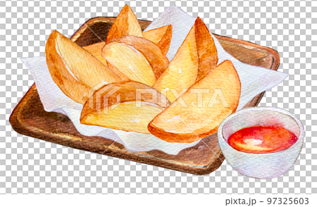 ポテトフライ フライドポテト 水彩イラスト ポテトフライ フライドポテト 水彩イラスト 97325603