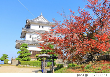 【香川県】真っ赤に紅葉した秋の丸亀城(現存天守と石垣の名城) 【香川県】真っ赤に紅葉した秋の丸亀城(現存天守と石垣の名城) 97325671