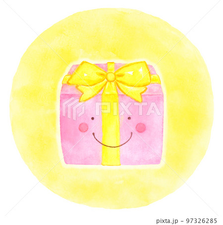 かわいいピンクのプレゼント(背景黄色) かわいいピンクのプレゼント(背景黄色) 97326285