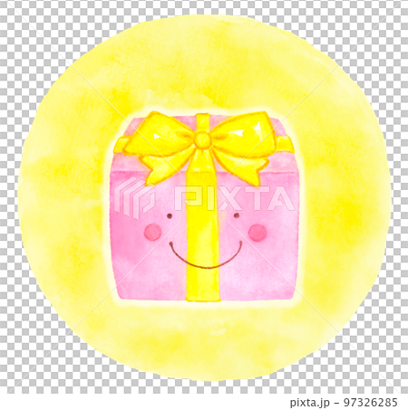 かわいいピンクのプレゼント(背景黄色) かわいいピンクのプレゼント(背景黄色) 97326285
