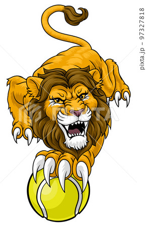 Lion Tennis Ball Animal Sports Team Mascot 97327818