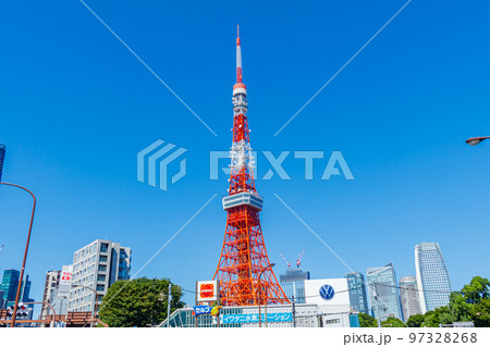 【東京の都市風景】赤羽橋周辺の都市風景と東京タワー 【東京の都市風景】赤羽橋周辺の都市風景と東京タワー 97328268