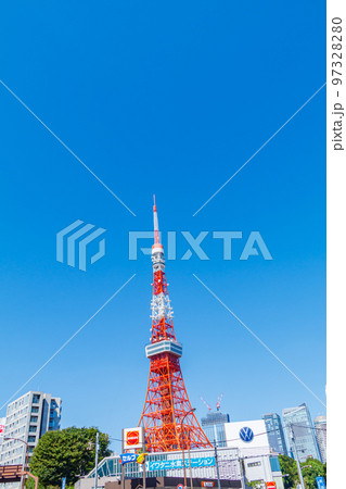 【東京の都市風景】赤羽橋周辺の都市風景と東京タワー 【東京の都市風景】赤羽橋周辺の都市風景と東京タワー 97328280