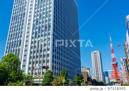 【東京の都市風景】三田周辺の都市風景と東京タワー 97328305