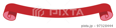 くるくるカーブしているリボン(赤) 97328444