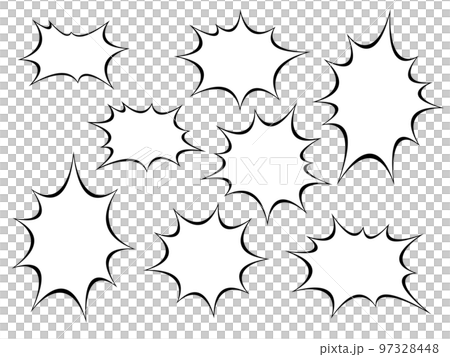 Explosion speech bubble set (black line white paint) Explosion speech bubble set (black line white paint) 97328448