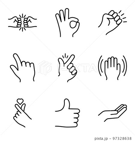 Hand gesture icons set, isolated on white background. 97328638