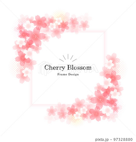 ふんわり華やか桜フレームデザイン、背景 ふんわり華やか桜フレームデザイン、背景 97328880