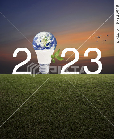 Happy new year 2023 ecology saving power and energy concept, Elements of this image furnished by NASA 97329049