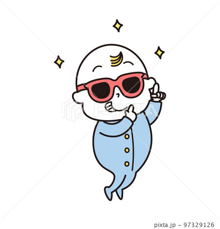 サングラスを掛けて楽しくダンスをする赤ちゃんのイラスト素材 サングラスを掛けて楽しくダンスをする赤ちゃんのイラスト素材 97329126