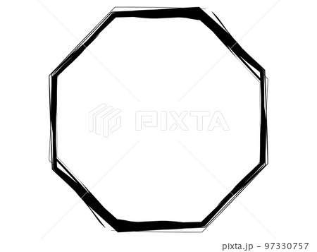 筆書きの八角形フレーム ブラックのイラスト素材 [97330757] - PIXTA