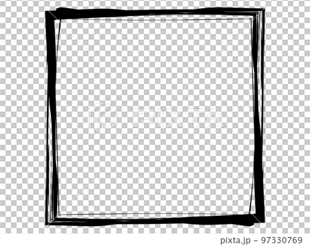 筆書きの正方形フレーム　ブラック 97330769