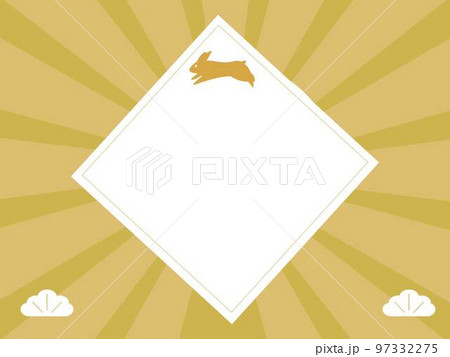 金色とウサギの正月フレーム。卯年背景、豪華、おしゃれ 97332275