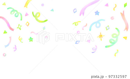パーティーや誕生日の背景 カラフルでシンプルでかわいい手描きの水彩イラスト 97332597