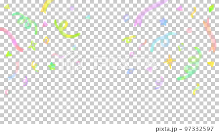パーティーや誕生日の背景 カラフルでシンプルでかわいい手描きの水彩イラスト 97332597