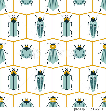 Modern bugs in rhombuses in art deco style 97332791