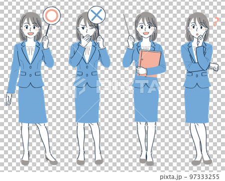 A woman in a business suit Full-body illustration set of facial poses (Marubatsu 〇× tags Teaching with a pointing stick Questions) A woman in a business suit Full-body illustration set of facial poses (Marubatsu 〇× tags Teaching with a pointing stick Questions) 97333255