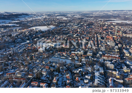 City Winter Snow Aerial Bavaria 97333949