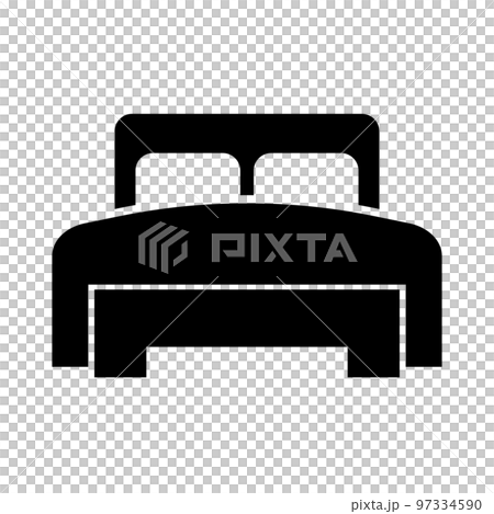 Double bed silhouette icon. Bed for two. vector. 97334590