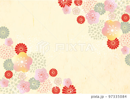 華やかな和風柄背景素材 97335084