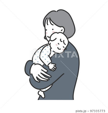 寝ている赤ちゃんを抱っこするお母さんのイラスト素材 寝ている赤ちゃんを抱っこするお母さんのイラスト素材 97335773