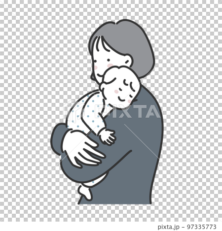 寝ている赤ちゃんを抱っこするお母さんのイラスト素材 寝ている赤ちゃんを抱っこするお母さんのイラスト素材 97335773