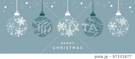 merry christmas card with hanging ball decoratoin 97335877