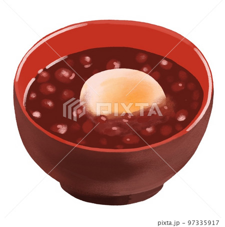 ぜんざいのイラスト（丸餅入り、手描き） 97335917