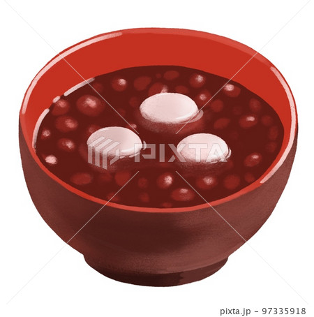 ぜんざいのイラスト（白玉入り、手描き） 97335918