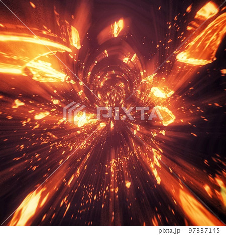 科学の概念で宇宙空間で爆発する星の破片の3dイラスト 97337145