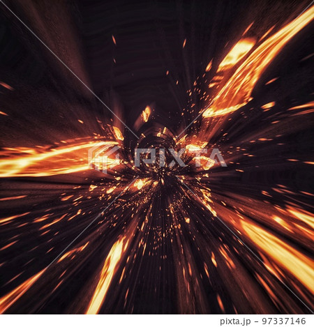 科学の概念で宇宙空間で爆発する星の破片の3dイラスト 97337146